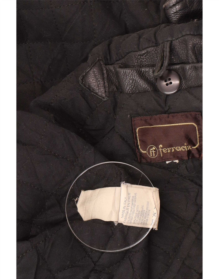 Giacca in pelle vintage da uomo UK 42 XL nera