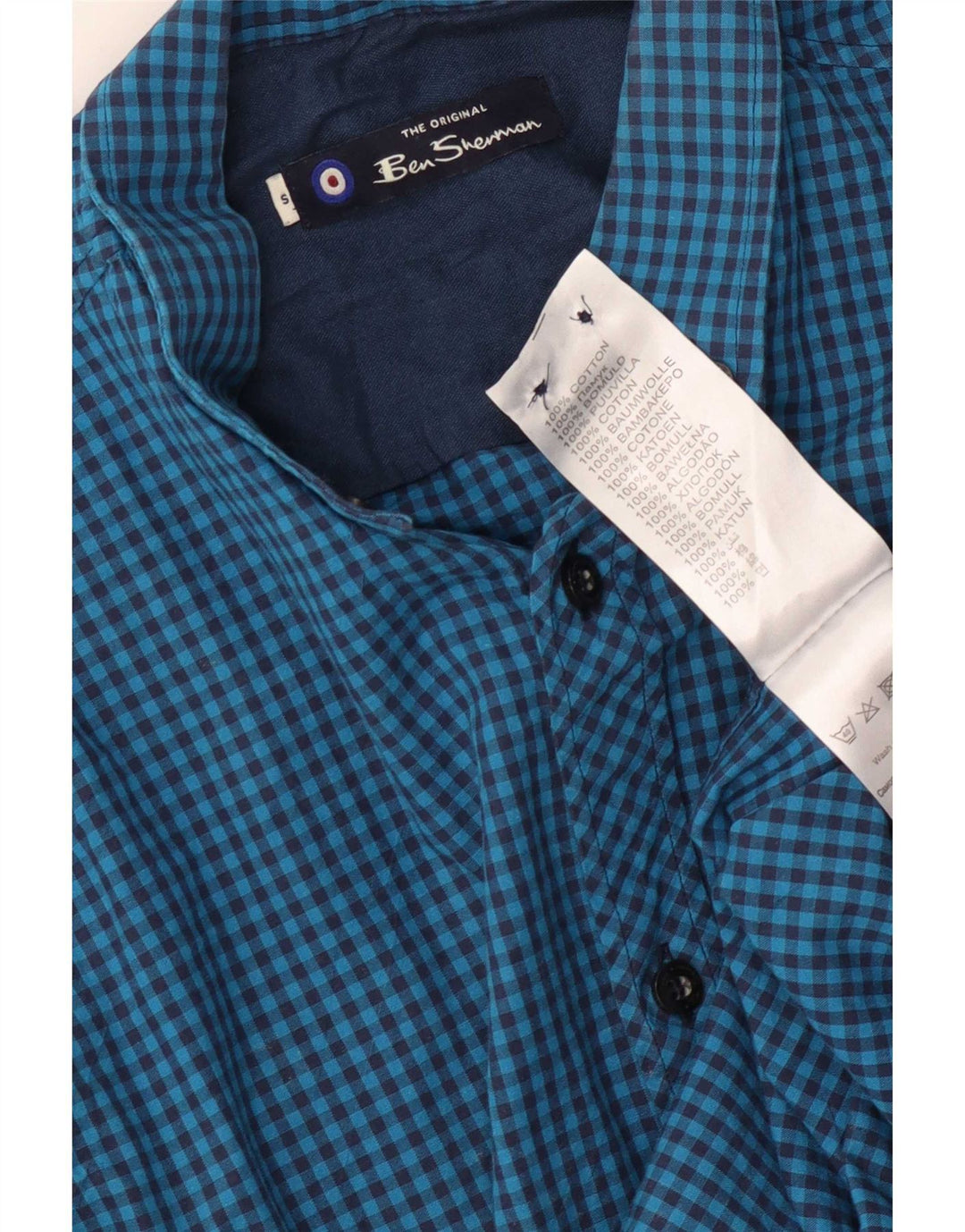 Camicia da uomo Ben Sherman piccola in cotone a quadretti blu