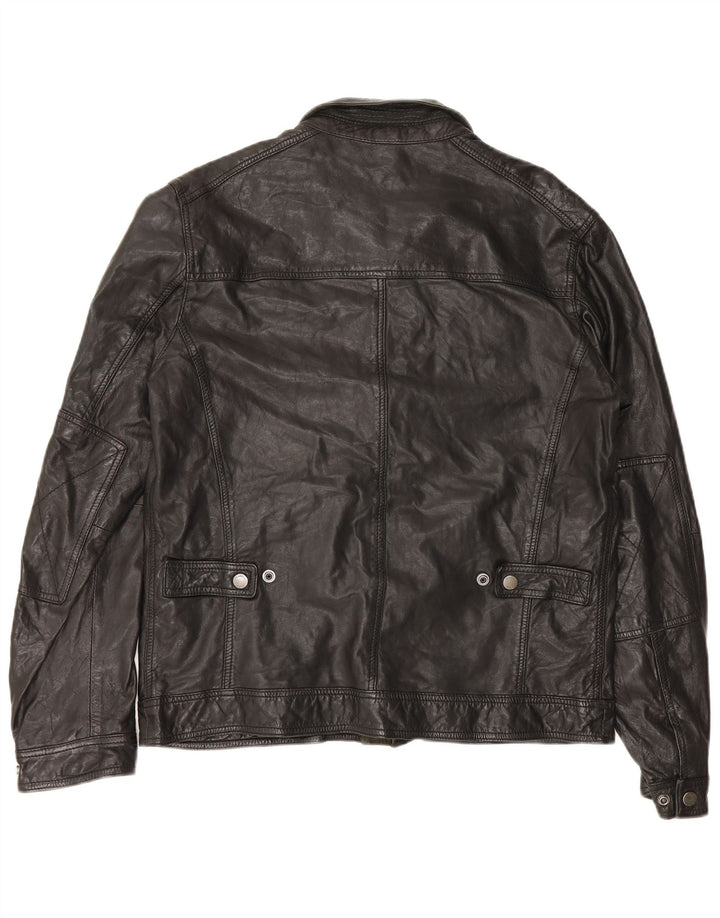 Giacca in pelle da uomo Massimo Dutti UK 42 XL Pelle di pecora nera