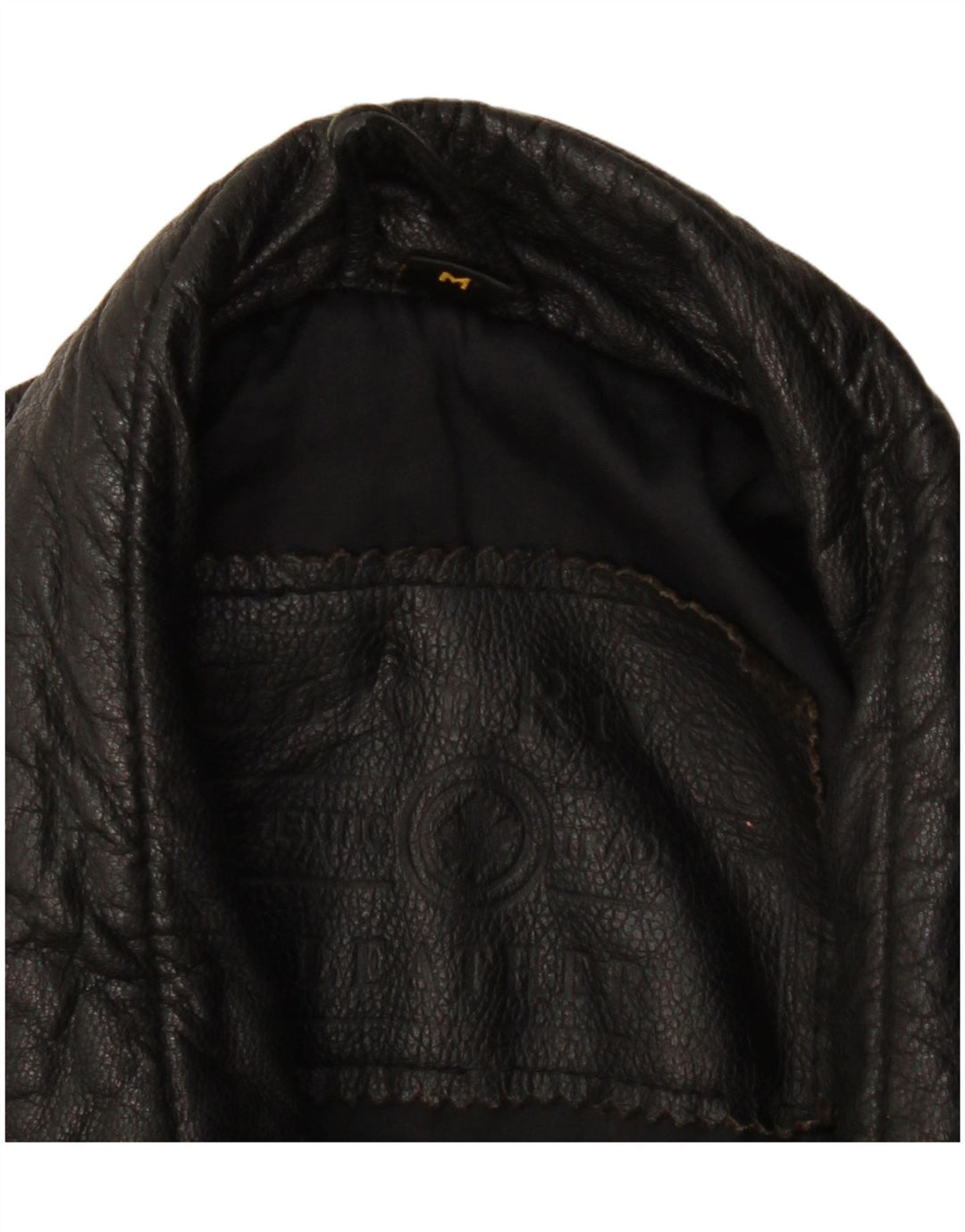 Cappotto in pelle da uomo vintage UK 38 in pelle nera media