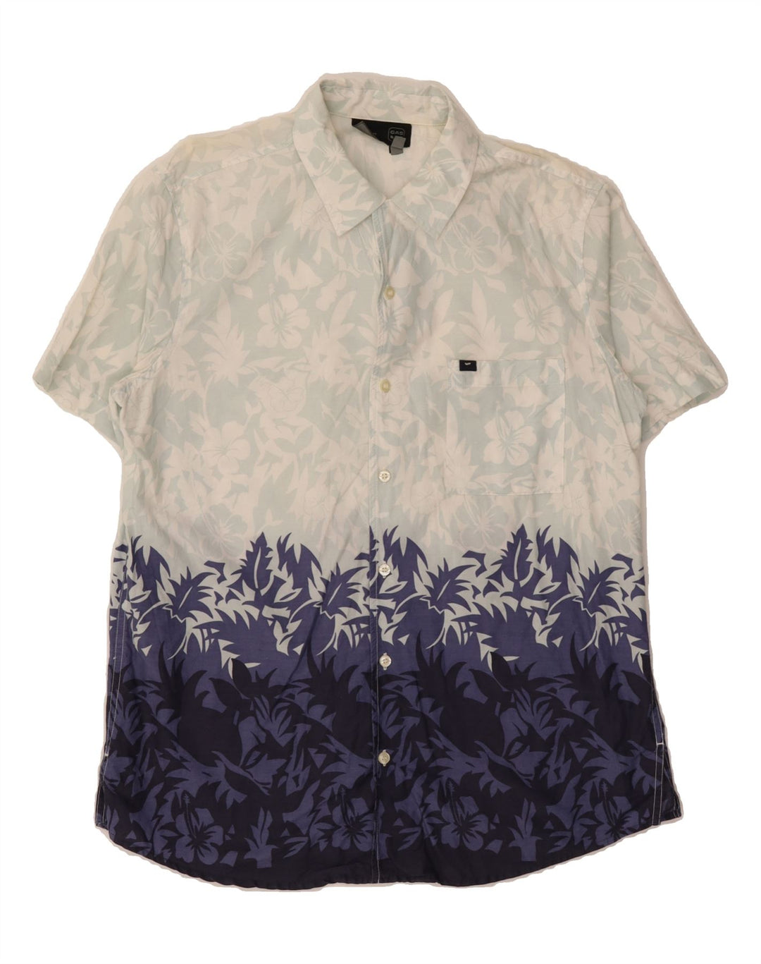 GAS Mens Short Sleeve Shirt Large Blue Floral Cotton Vintage Gas and Second-Hand Gas from Messina Hembry 