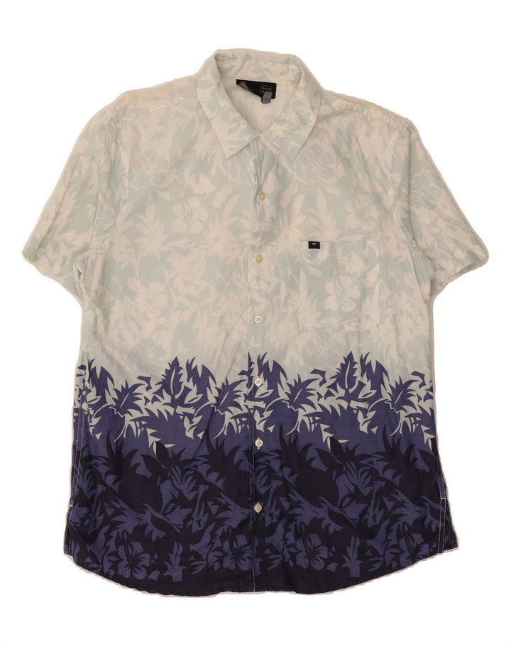 GAS Mens Short Sleeve Shirt Large Blue Floral Cotton Vintage Gas and Second-Hand Gas from Messina Hembry 