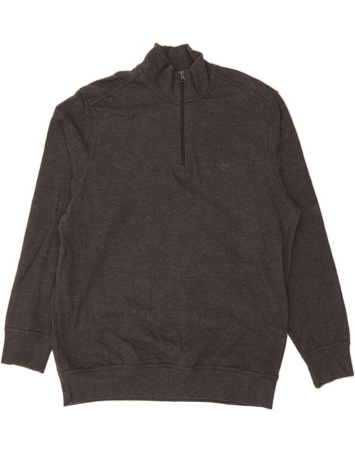 DOCKERS Mens Zip Neck Sweatshirt Jumper Large Grey Cotton Vintage Dockers and Second-Hand Dockers from Messina Hembry 