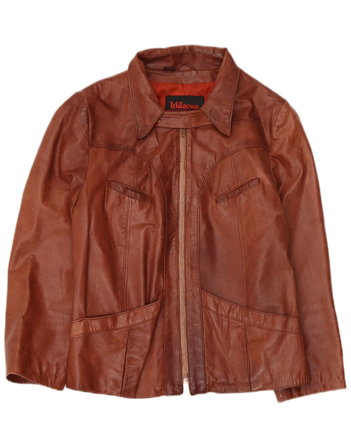 Giacca in pelle da donna Wilson IT 44 in pelle marrone medio