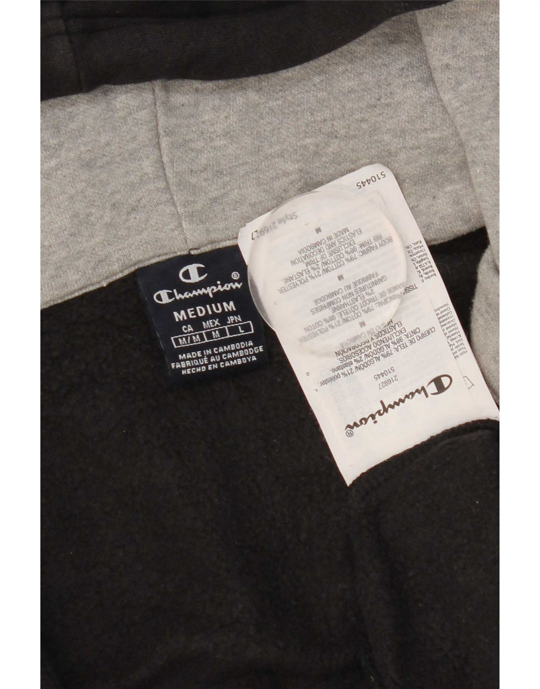 Maglione con cappuccio grafico da uomo con zip e collo Champion, cotone nero medio