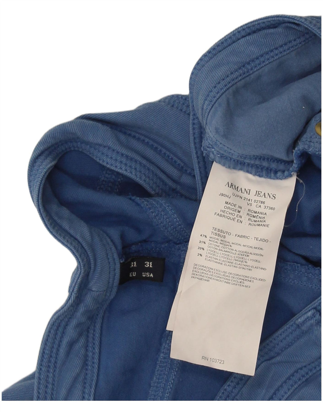 Jeans cropped da donna Armani W31 L26 blu modal