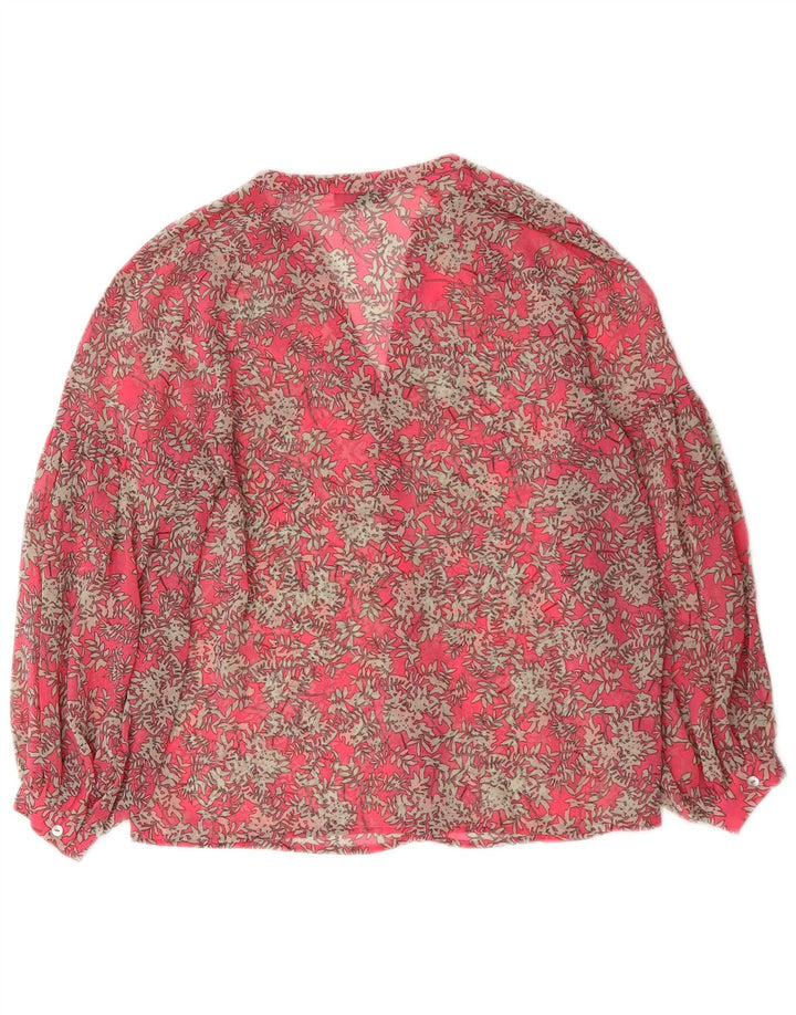 Top in camicetta trasparente da donna in velluto menta UK 12 rosa medio floreale
