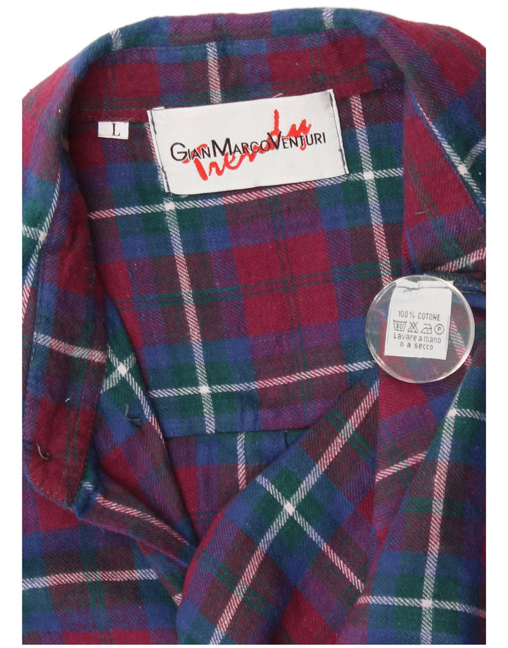 Gian Marco Venturi Camicia da uomo in flanella di cotone a quadri bordeaux grandi