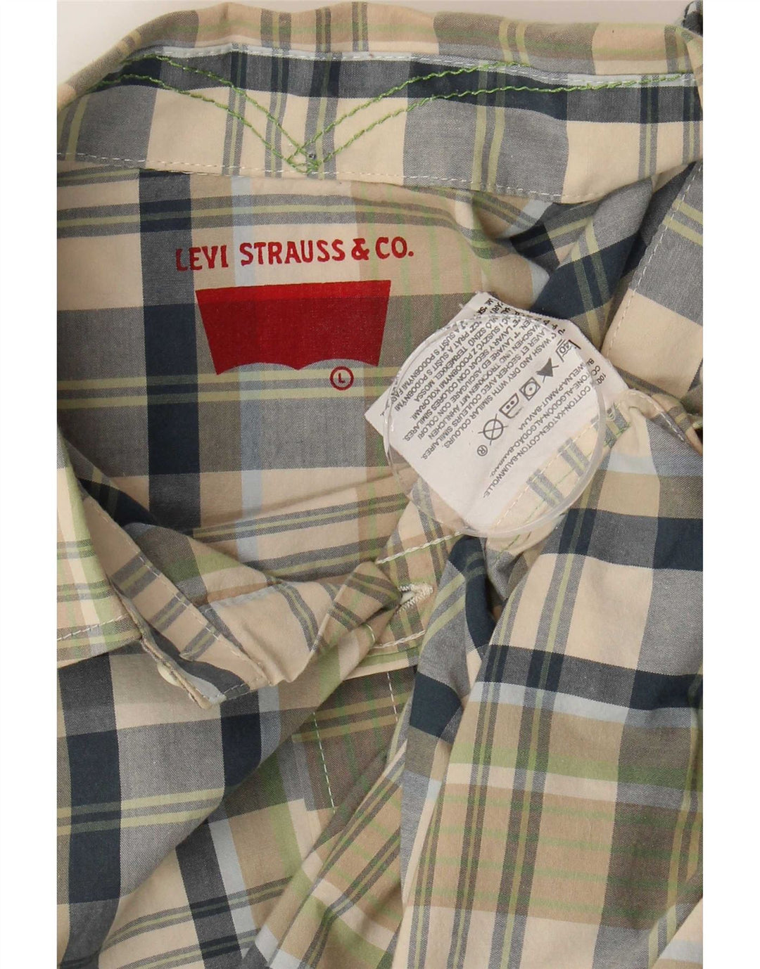 Levi's Camicia a maniche corte da uomo in cotone a quadri verdi grandi