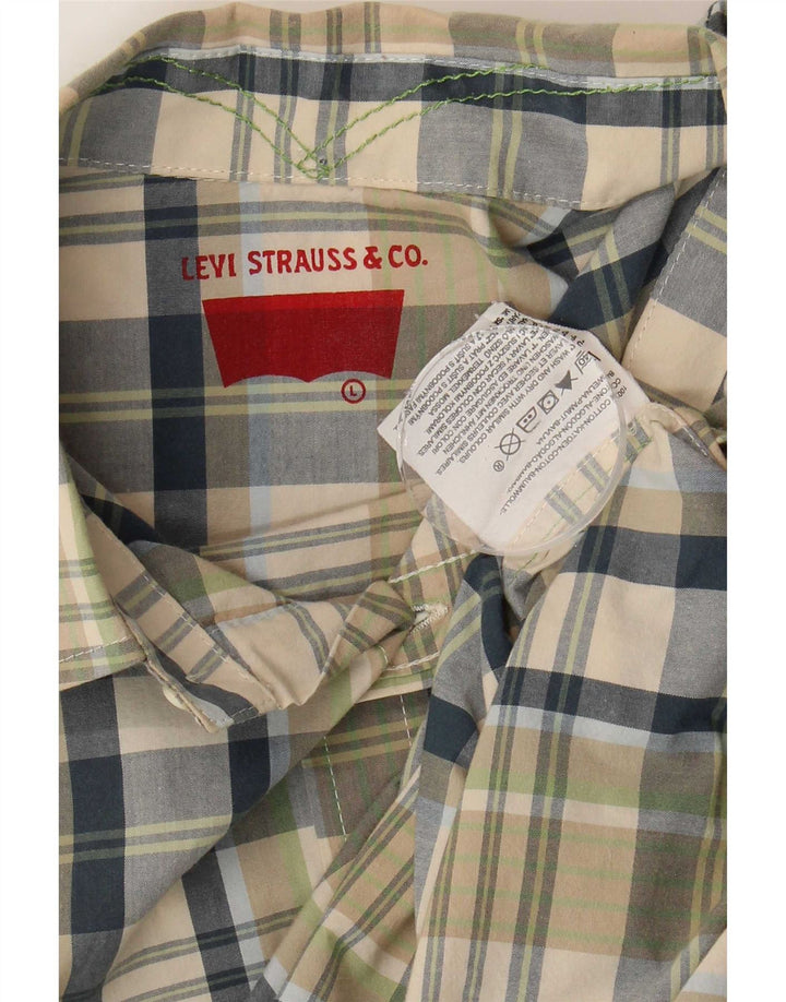 Levi's Camicia a maniche corte da uomo in cotone a quadri verdi grandi