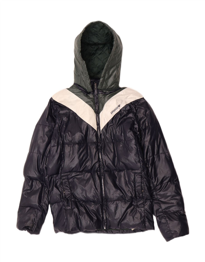 Giacca imbottita con cappuccio da ragazzo Armani Junior 15-16 anni Blu navy Colourblock