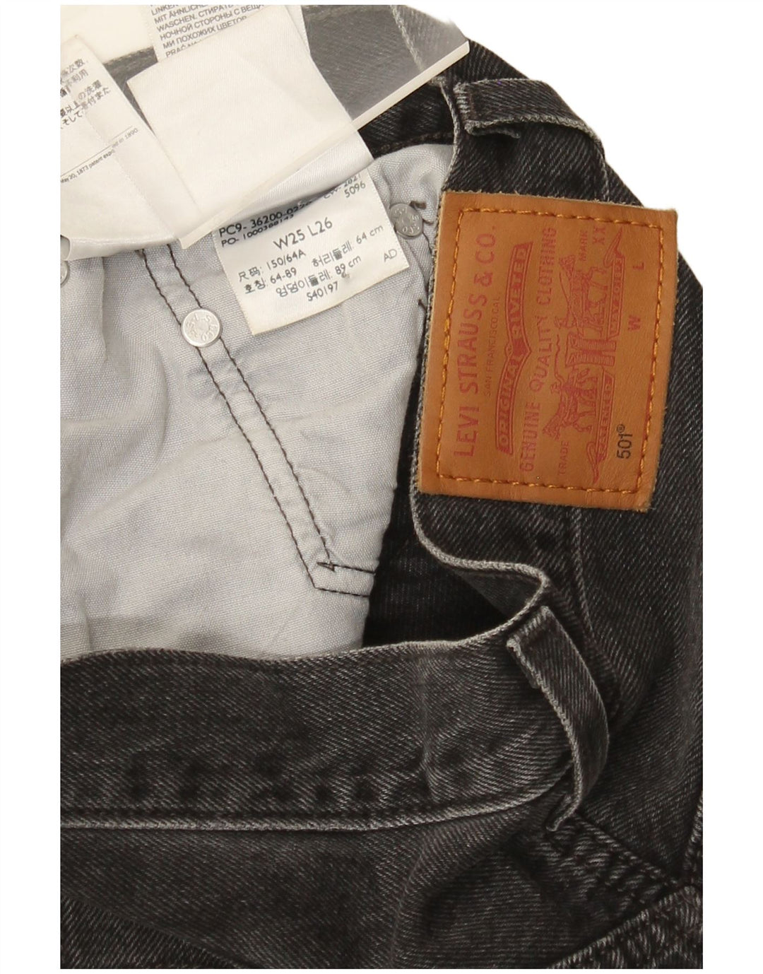 Jeans dritti Levi's 501 da donna W25 L26 cotone grigio