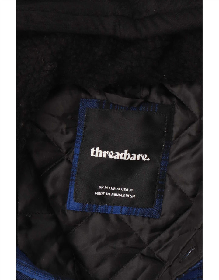 Threadbare Camicia da uomo in flanella con cappuccio da boscaiolo medio blu navy a quadri