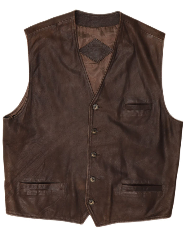 Gilet in pelle da uomo Austin Reed grande marrone