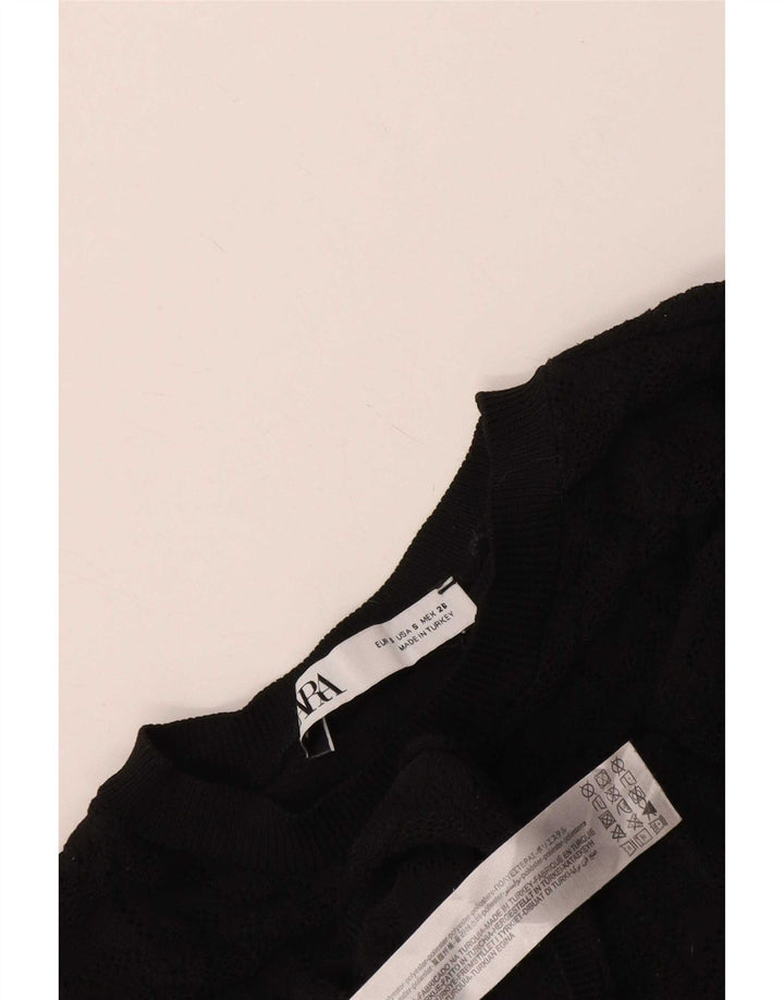 Maglione corto con scollo a barca da donna Zara UK 8 piccolo poliestere nero