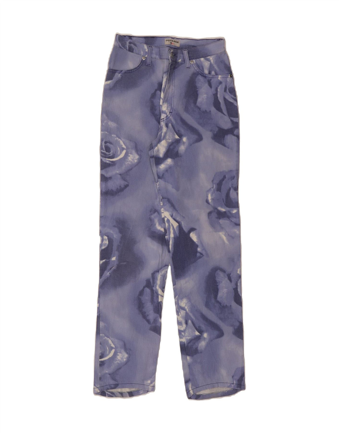 OUTRAGE Womens Slim Jeans W29 L30 Blue Floral Cotton Vintage Outrage and Second-Hand Outrage from Messina Hembry 