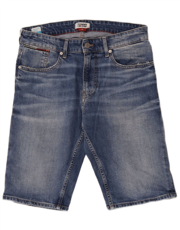 Pantaloncini di jeans dalla vestibilità rilassata da uomo Tommy Hilfiger W30 cotone blu medio