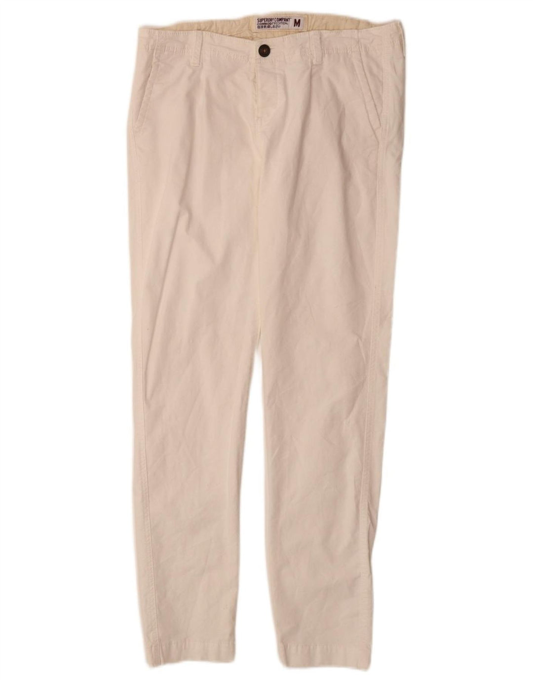 Pantaloni chino slim da donna SUPERDRY medi W30 L30 cotone bianco