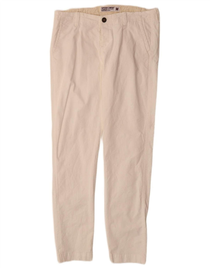 Pantaloni chino slim da donna SUPERDRY medi W30 L30 cotone bianco