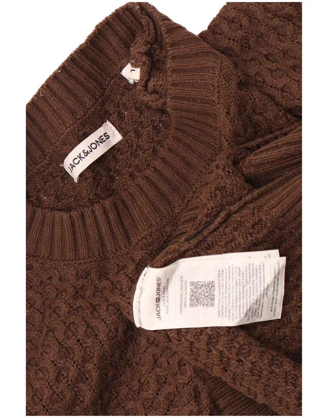 Maglione maglione girocollo da uomo Jack & Jones grande acrilico marrone