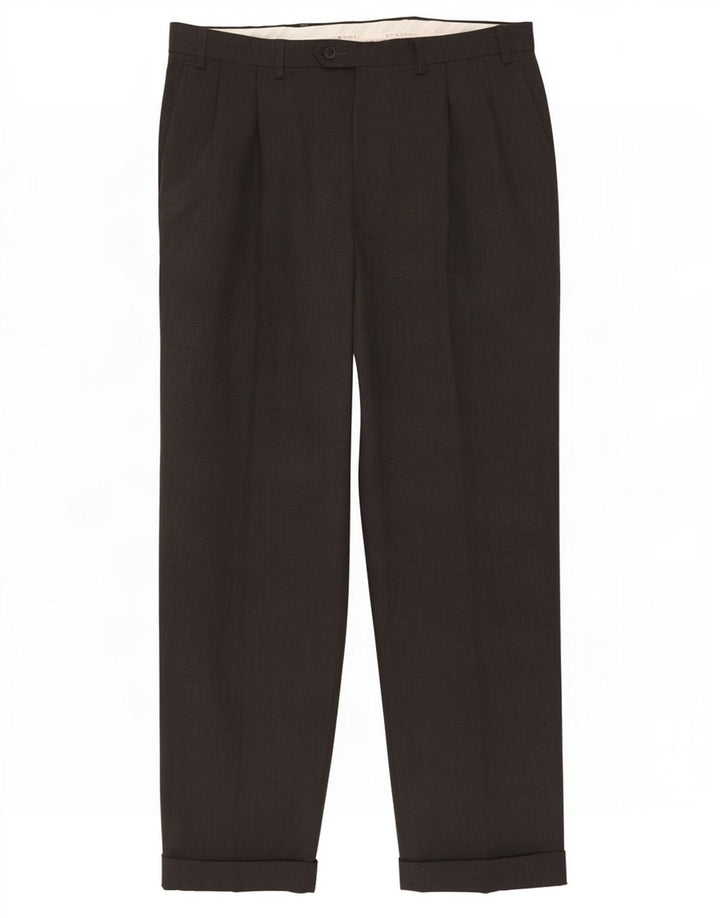 Pantaloni da abito con pegging elasticizzati da uomo Marks & Spencer W36 L31 poliestere grigio