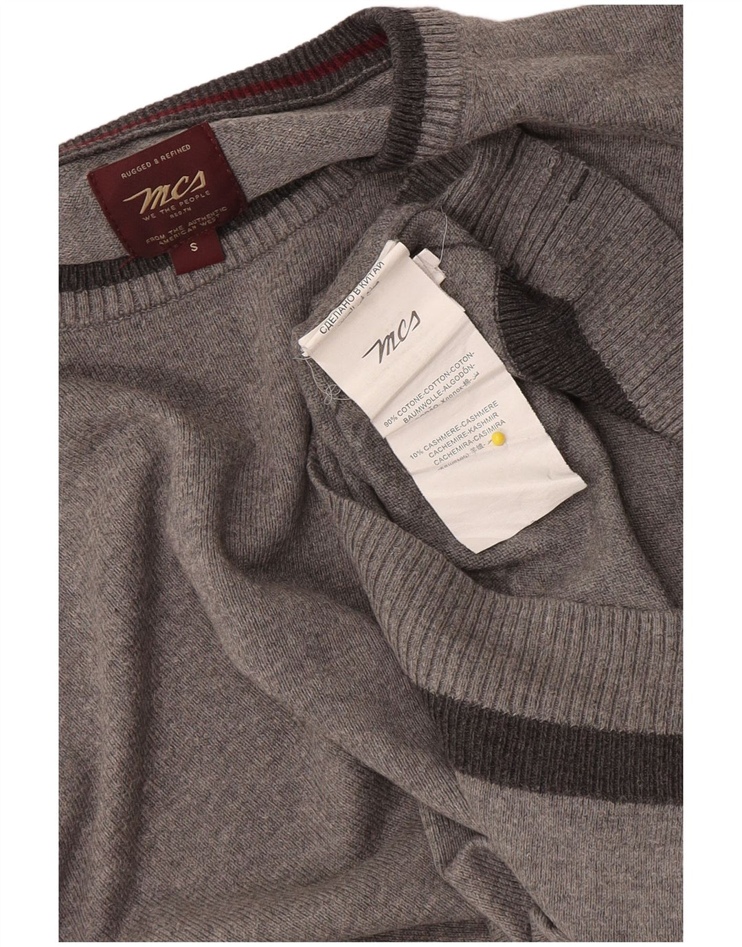Marlboro Classics Maglione girocollo da uomo in cotone piccolo grigio screziato
