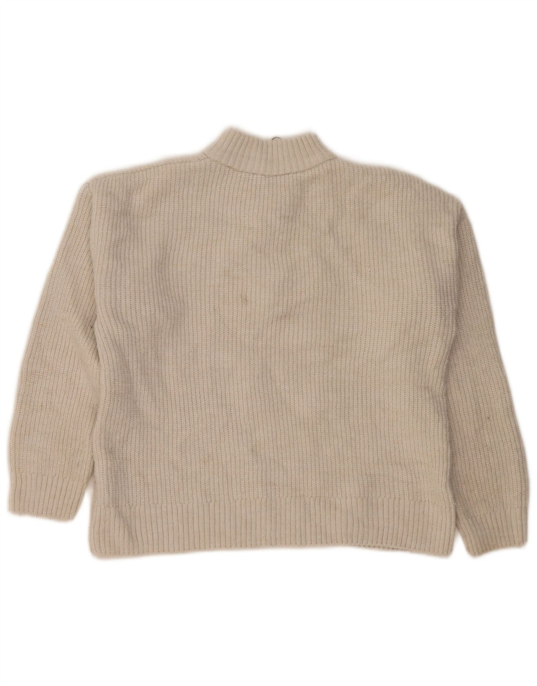 Maglione maglione con collo con zip da donna Marks & Spencer UK 14 grande bianco sporco