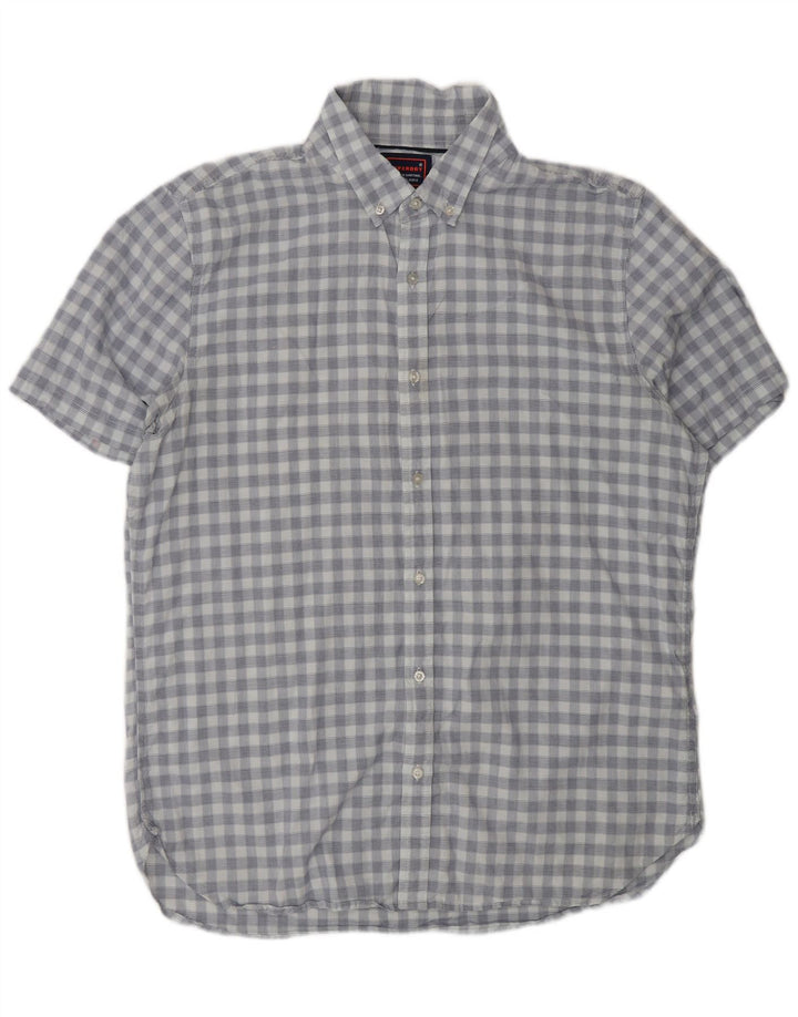 Camicia a maniche corte da uomo vestibilità regolare SUPERDRY XL in cotone a quadri blu