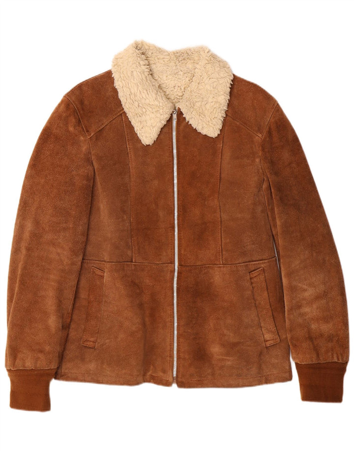 Giubbotto Shearling da donna VINTAGE IT 46 Large in pelle marrone