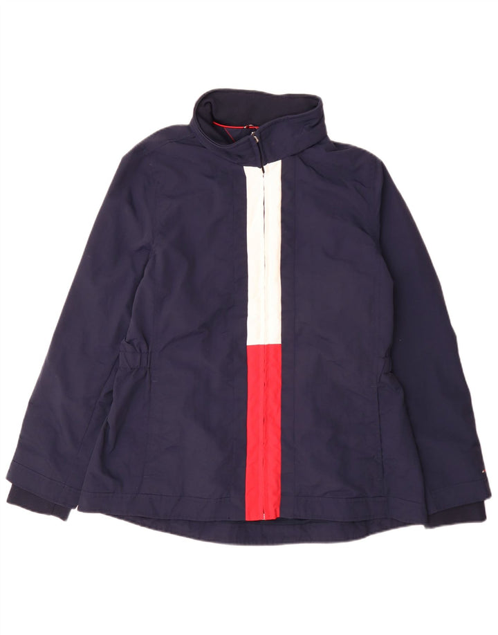 Giacca antipioggia da donna Tommy Hilfiger UK 14 Large in nylon color block blu navy