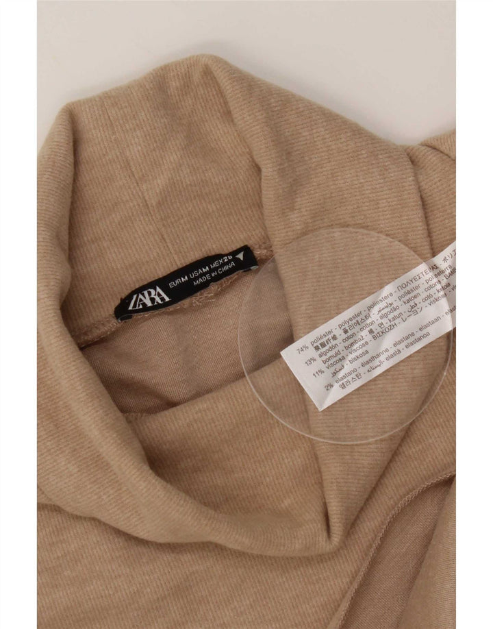 Top Zara da donna a maniche lunghe UK 14 Poliestere beige medio
