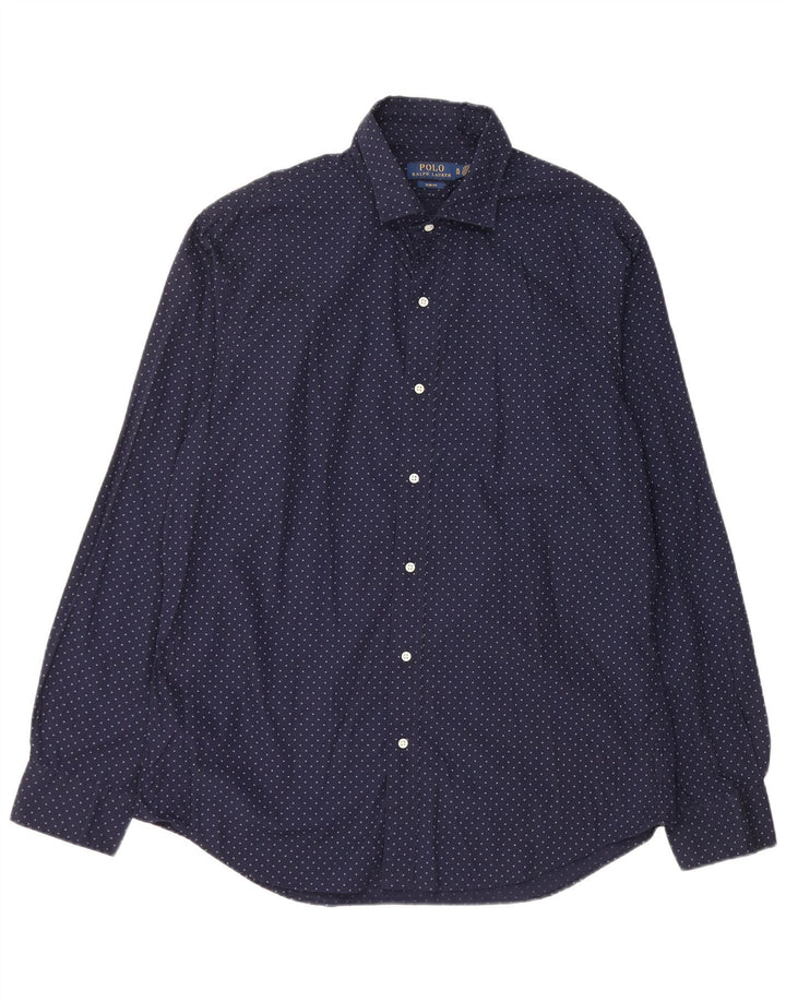 POLO RALPH LAUREN Camicia slim fit da uomo XL in cotone maculato blu navy