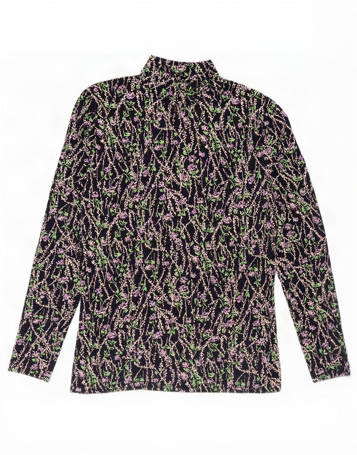 Marks & Spencer Top da donna a maniche lunghe UK 12 Cotone floreale blu navy medio