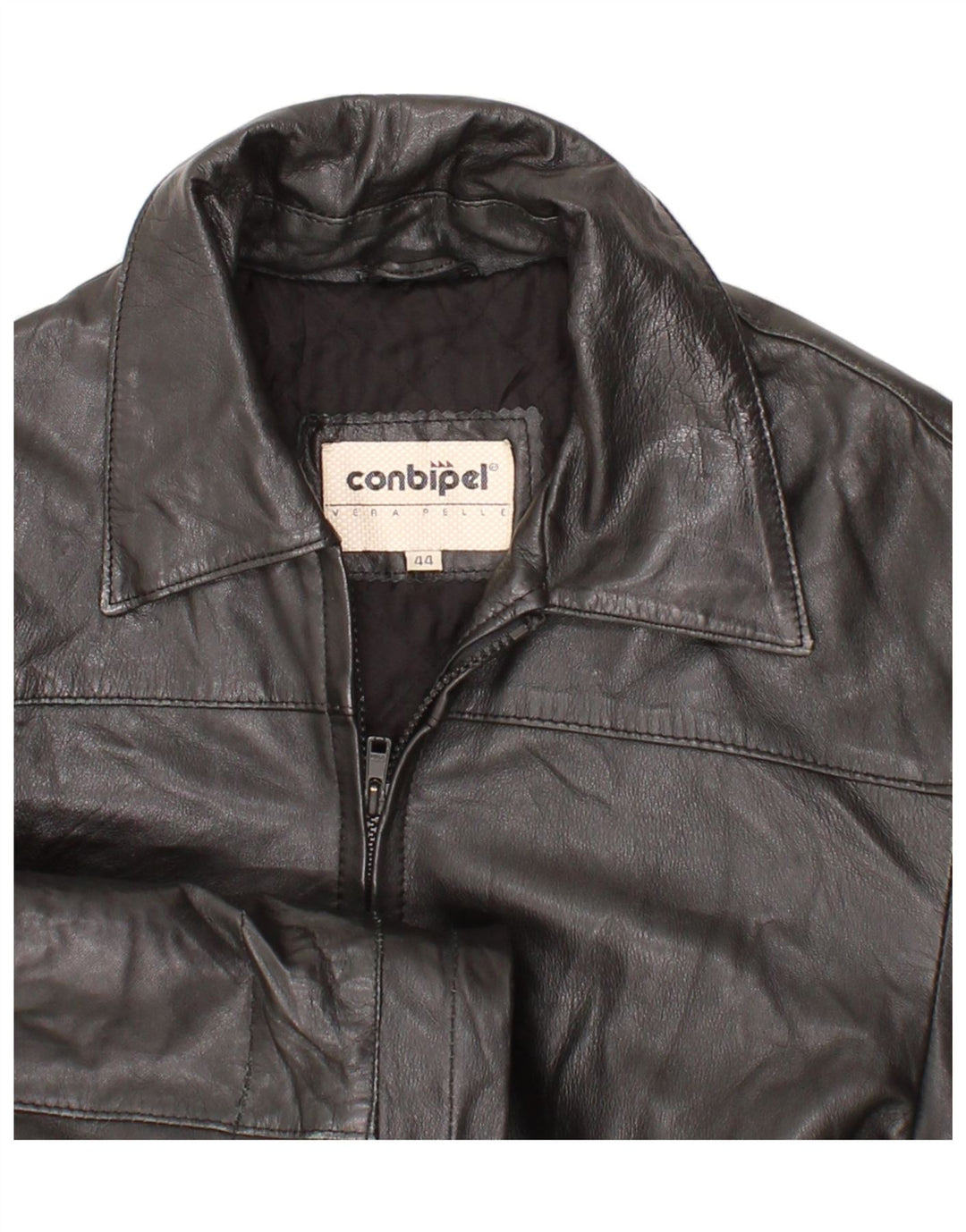 CONBIPEL Womens Leather Jacket IT 44 Medium Black Leather Vintage Conbipel and Second-Hand Conbipel from Messina Hembry 