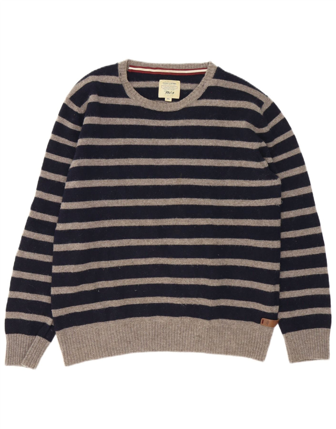Marlboro Classics Maglione da uomo con scollo a barca, maglione a righe grandi blu navy
