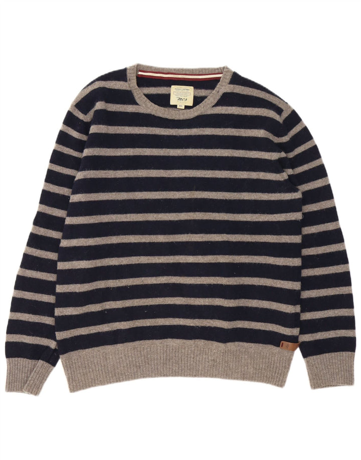 Marlboro Classics Maglione da uomo con scollo a barca, maglione a righe grandi blu navy