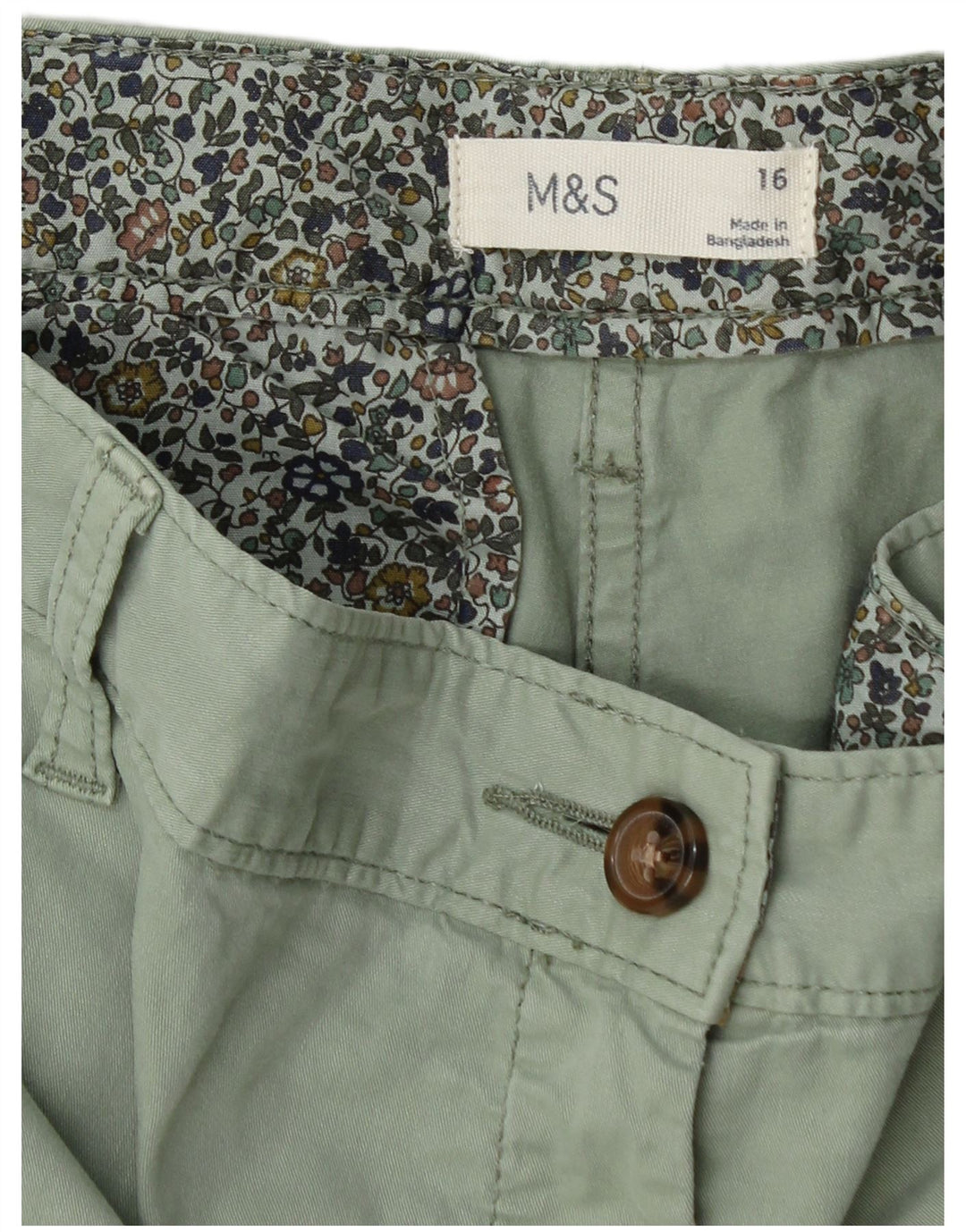 Pantaloncini chino da donna Marks & Spencer UK 16 grandi W38 verdi