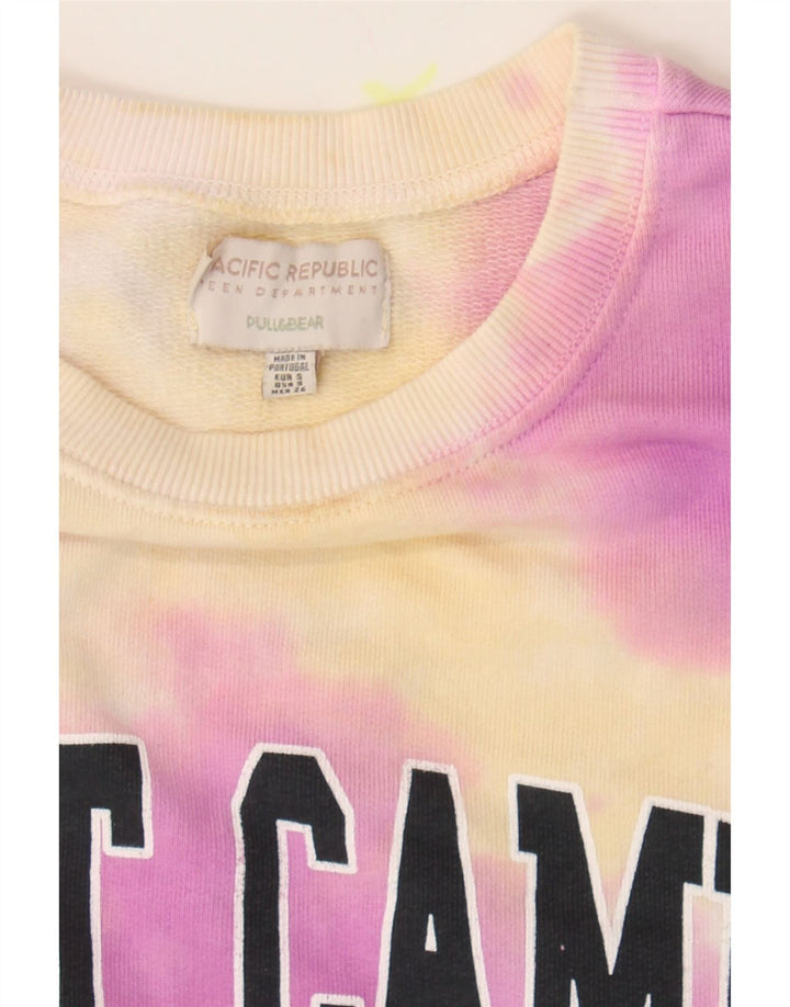 PULL & BEAR Womens Oversized Sweatshirt Jumper UK 10 Small Purple Tie Dye Vintage Pull & Bear and Second-Hand Pull & Bear from Messina Hembry 