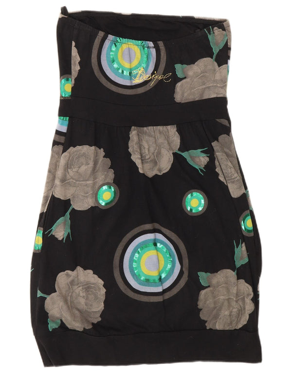 Abito senza spalline grafico da donna Desigual UK 8 piccolo cotone floreale nero