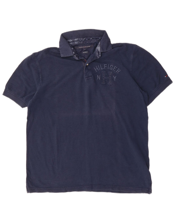 Polo da uomo su misura Tommy Hilfiger Large in cotone blu navy