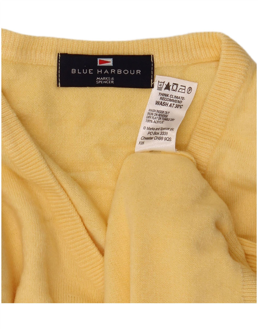 MARKS & SPENCER Maglione da uomo con scollo a V blu Harbour Giallo medio