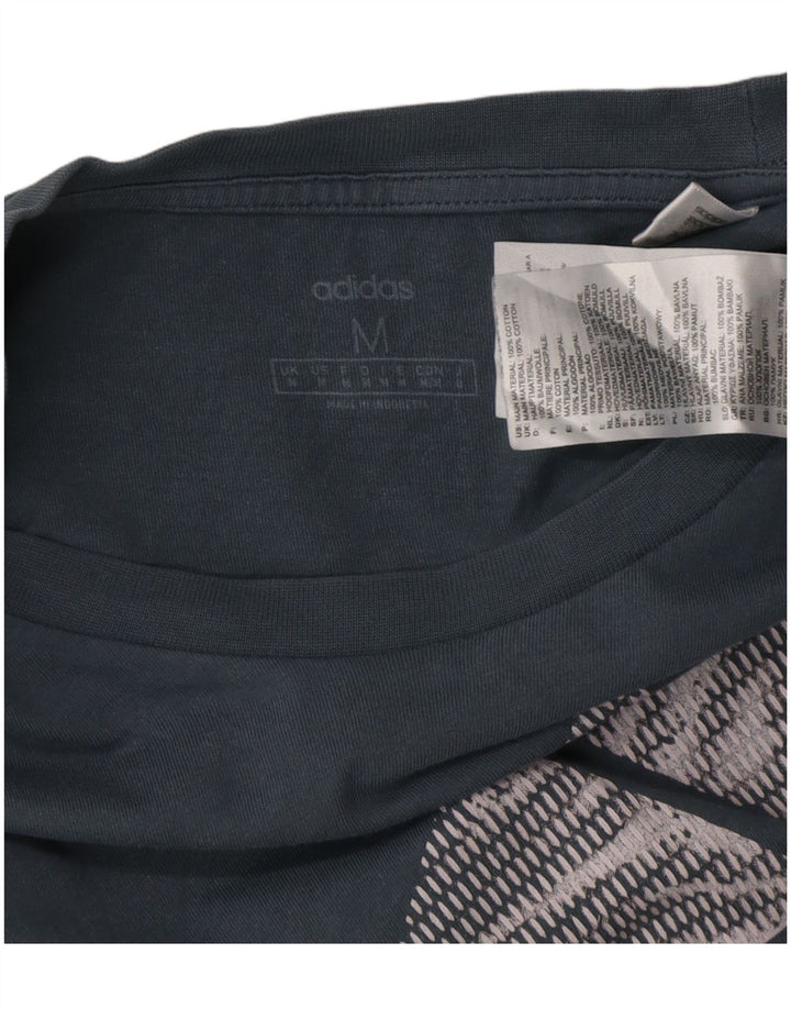T-shirt grafica da uomo Adidas Top in cotone blu medio