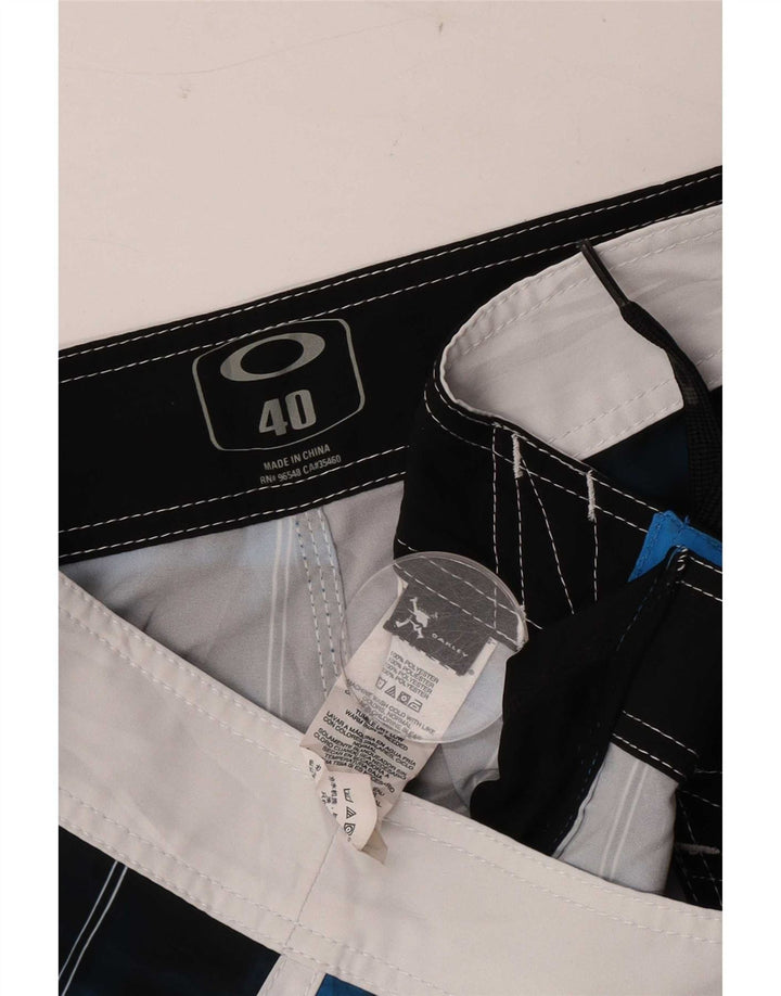 Pantaloncini da bagno da uomo Oakley XL in poliestere a quadri blu navy