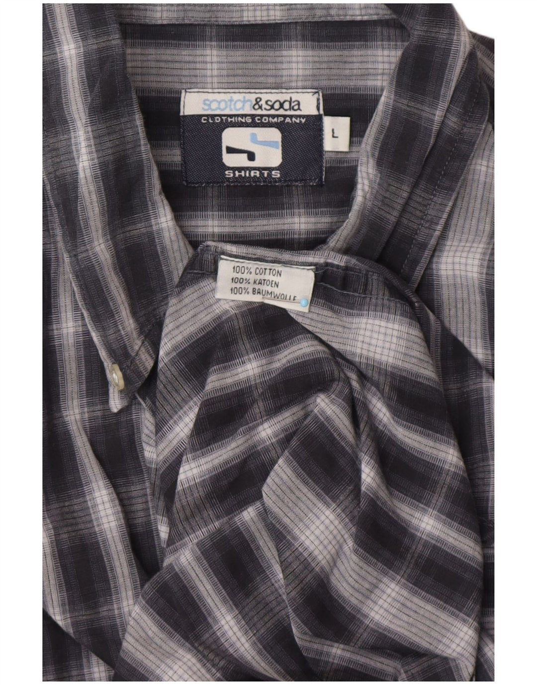 SCOTCH & SODA Camicia da uomo grande in cotone a quadri blu navy classico