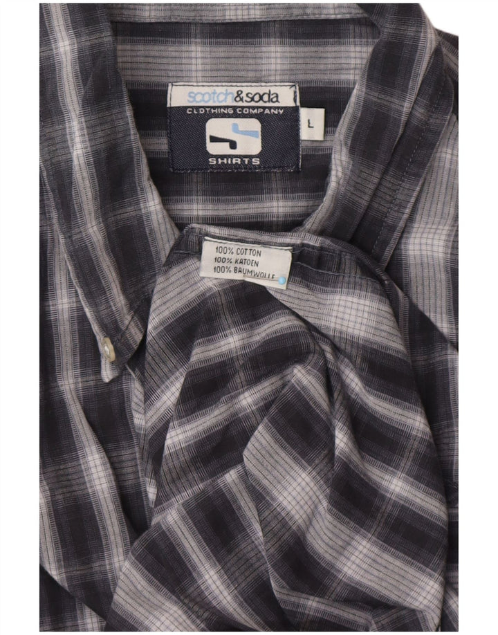 SCOTCH & SODA Camicia da uomo grande in cotone a quadri blu navy classico