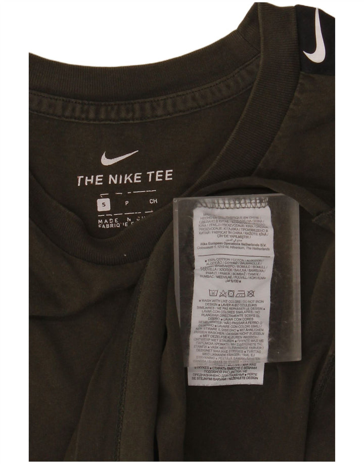 T-shirt grafica da uomo NIKE Top Small in cotone color block kaki
