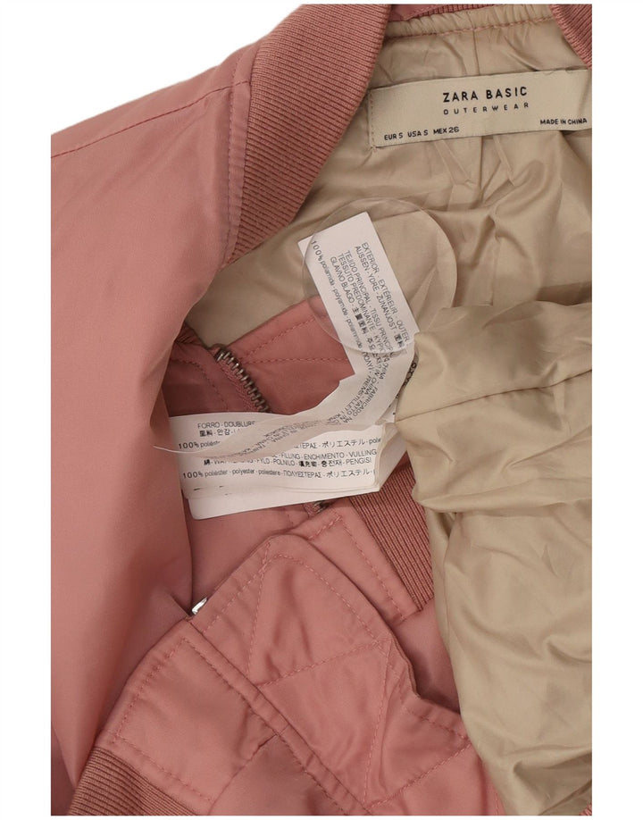 Giubbotto bomber oversize corto da donna Zara UK 10 piccolo rosa poliammide
