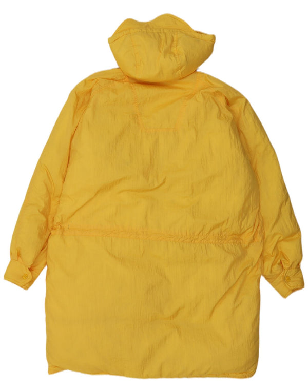 Cappotto imbottito oversize con cappuccio da donna vintage UK 16 grande nylon giallo