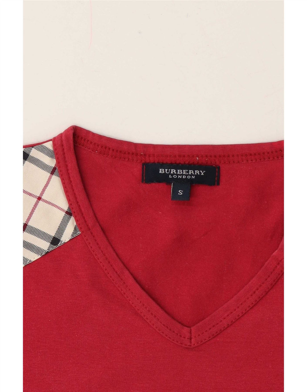 T-shirt da donna Burberry Top UK 10 piccolo quadretto rosso