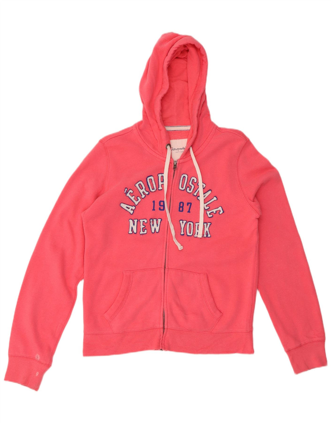 Maglione con cappuccio e zip grafica da donna AEROPOSTALE UK 16 grande cotone rosa